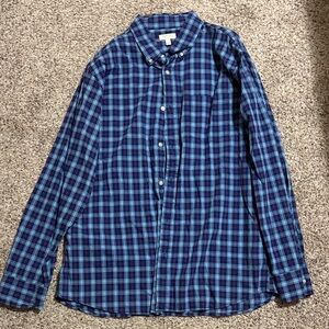 Sonoma Men's Navy and Light Blue Dress Shirt (Size Large)